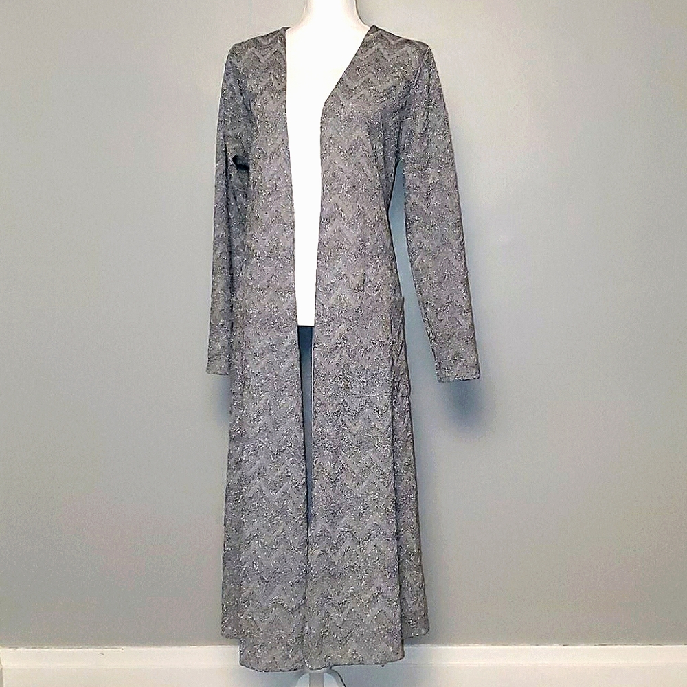 LuLaRoe Metallic Silver Lg Sarah Cardigan